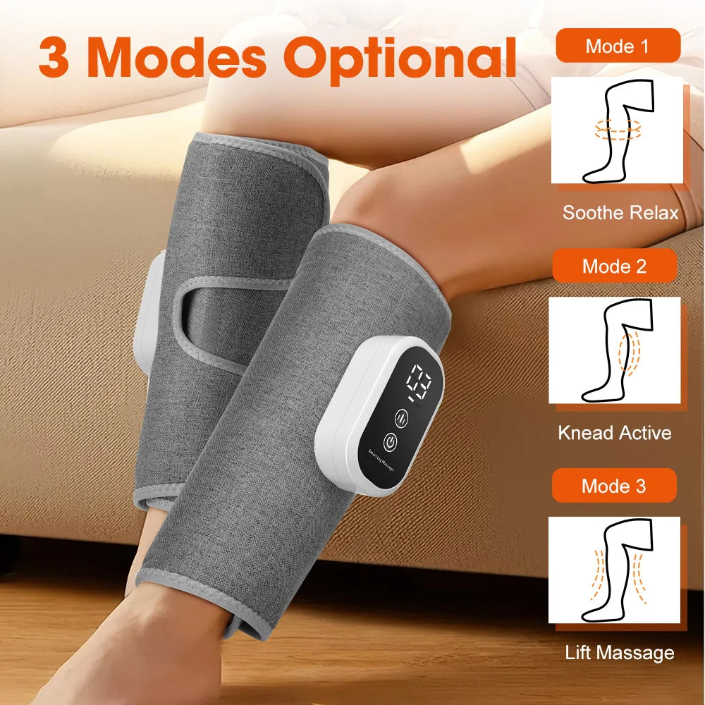 Electric Leg Massager Wireless Rechargeable Air Compression Calf Massage Relax Leg 3 Modes 360° Air Pressure Air Bag Leg Massage