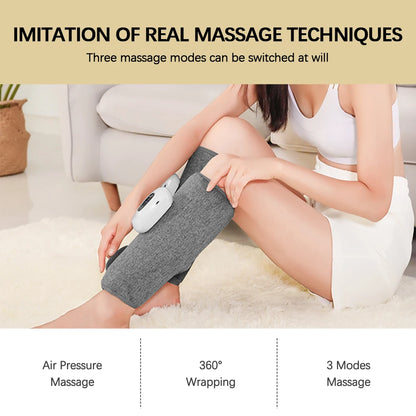 Electric Leg Massager Wireless Rechargeable Air Compression Calf Massage Relax Leg 3 Modes 360° Air Pressure Air Bag Leg Massage