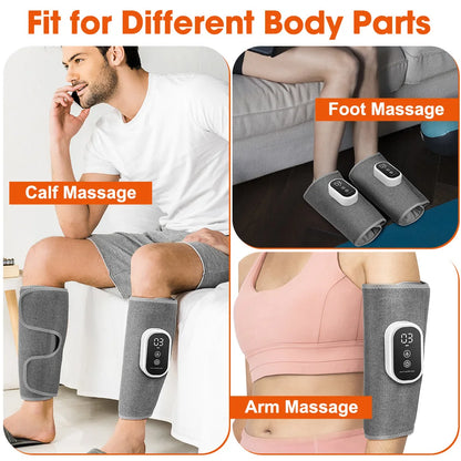 Electric Leg Massager Wireless Rechargeable Air Compression Calf Massage Relax Leg 3 Modes 360° Air Pressure Air Bag Leg Massage
