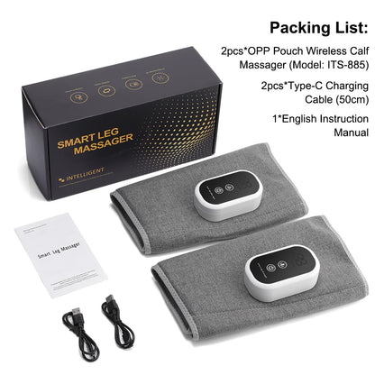 Electric Leg Massager Wireless Rechargeable Air Compression Calf Massage Relax Leg 3 Modes 360° Air Pressure Air Bag Leg Massage