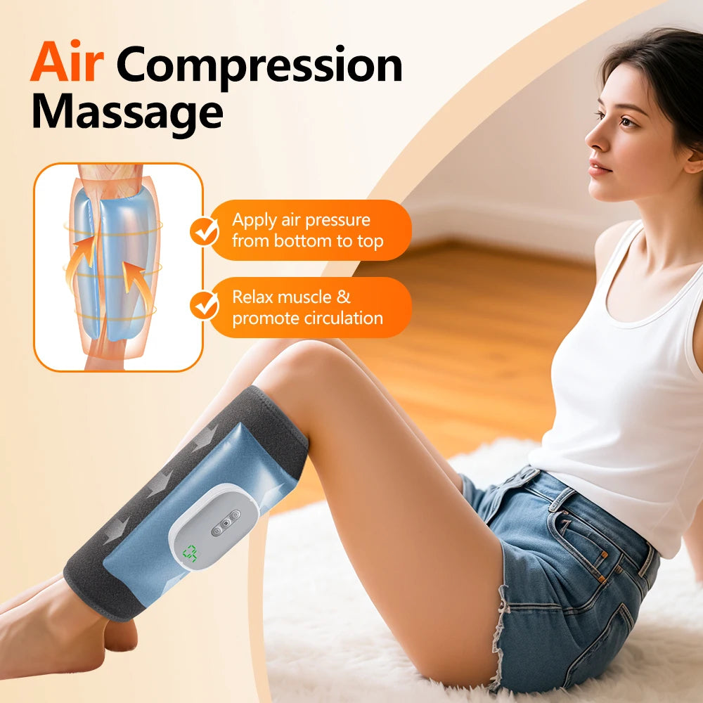 Electric Leg Massager Wireless Rechargeable Air Compression Calf Massage Relax Leg 3 Modes 360° Air Pressure Air Bag Leg Massage