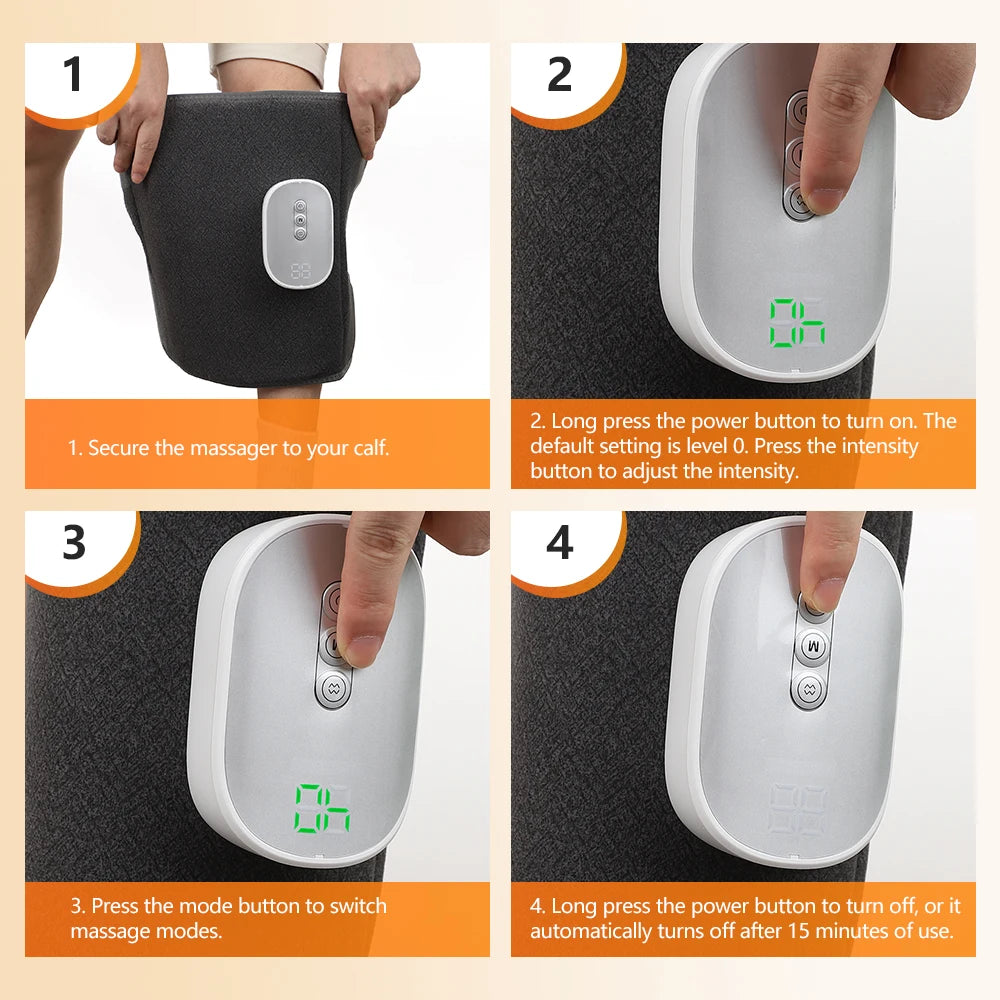 Electric Leg Massager Wireless Rechargeable Air Compression Calf Massage Relax Leg 3 Modes 360° Air Pressure Air Bag Leg Massage