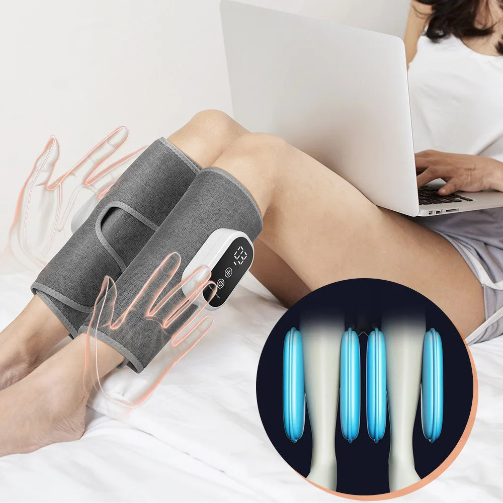 Electric Leg Massager Wireless Rechargeable Air Compression Calf Massage Relax Leg 3 Modes 360° Air Pressure Air Bag Leg Massage