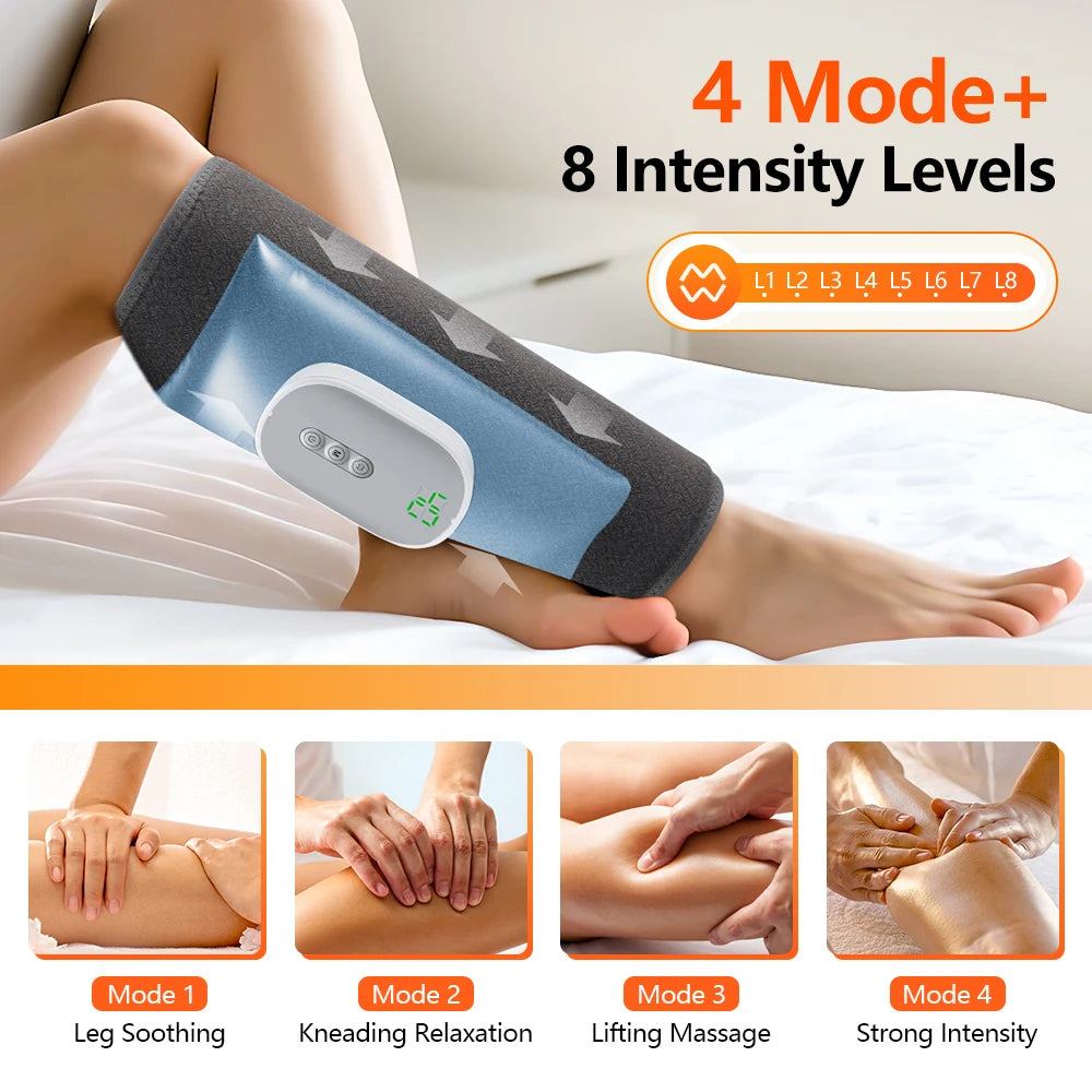 Electric Leg Massager Wireless Rechargeable Air Compression Calf Massage Relax Leg 3 Modes 360° Air Pressure Air Bag Leg Massage